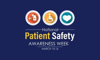 Patient safety awareness week is observed every year in March. That is serves as a  awareness promoting and Improvement patient safety practices. Banner poster, flyer and Banner, background design. vector