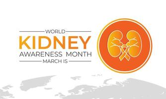 March is National Kidney Month. Holiday concept. Banner poster, flyer and Banner, background design. vector