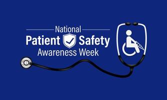 Patient safety awareness week is observed every year in March. That is serves as a  awareness promoting and Improvement patient safety practices. Banner poster, flyer and Banner, background design. vector