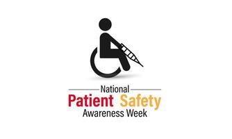 Patient safety awareness week is observed every year in March. That is serves as a  awareness promoting and Improvement patient safety practices. Banner poster, flyer and Banner, background design. vector