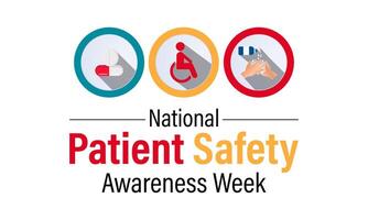 Patient safety awareness week is observed every year in March. That is serves as a  awareness promoting and Improvement patient safety practices. Banner poster, flyer and Banner, background design. vector