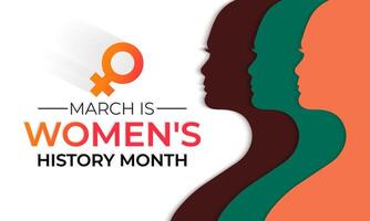 De las mujeres historia mes es observado cada año en marzo, es un anual declarado mes. saludo tarjeta, pancarta póster, volantes y bandera, antecedentes diseño. vector