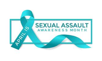 Sexual assault awareness month concept. Banner with teal ribbon Vector illustration . Poster ,flyer and Banner, background design.