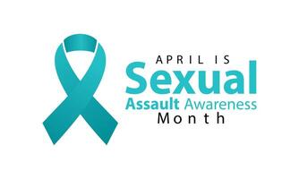 Sexual assault awareness month concept. Banner with teal ribbon Vector illustration . Poster ,flyer and Banner, background design.