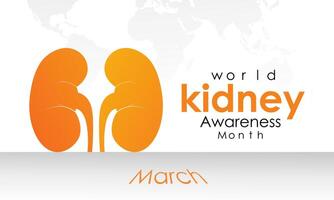March is National Kidney Month. Holiday concept. Banner poster, flyer and Banner, background design. vector