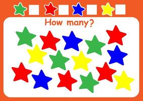 How many stars are there. Counting game for children. Math assignment for preschoolers. vector