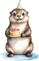 AI generated happy birthday otter png