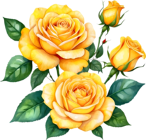 AI generated yellow roses on transparent background png