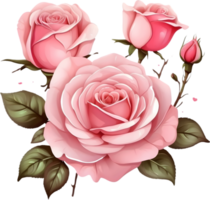 ai gerado rosa flores aguarela png