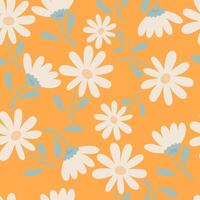 Groovy trendy flat design camomile seamless pattern vector