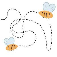 Bees path flat design flying around vector