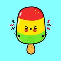 Angry Ice cream character. Vector hand drawn cartoon kawaii character illustration icon. Isolated on blue background. Sad Ice cream character concept