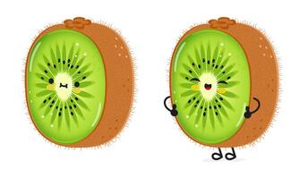 kiwi Fruta personaje. vector mano dibujado dibujos animados kawaii personaje ilustración icono. aislado en blanco antecedentes. kiwi Fruta personaje concepto