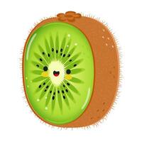 Kiwi fruit character. Vector hand drawn cartoon kawaii character illustration icon. Isolated on white background. Kiwi fruit character concept