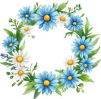 AI generated blue daisy flowers on transparent background png