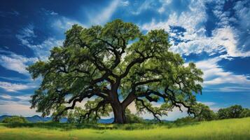 ai generado ramas roble árbol cielo ai generado foto