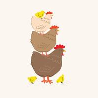 cute stack of hen chicken hand drawn vector illustration composition for decoration card background