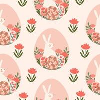 easter bunny in eggs seamless pattern hand drawn vector illustration for decoration invitation greeting birthday party celebration wedding card poster banner textile wallpaper paper wrap background