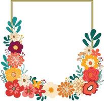 spring wild flowers frame border wreath hand drawn vector illustration for invitation birthday party greeting celebration card background