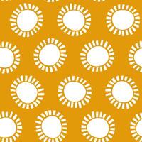 Abstract yellow suns seamless pattern on white background. Geometric circle repeat pattern in minimalist style. Farbric, paper, clothing summer design. vector