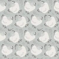 Seamless chicken pattern. Hen repeat pattern. Spring, Easter concept. Hand drawn textured chicken print for textile, paper design. vector
