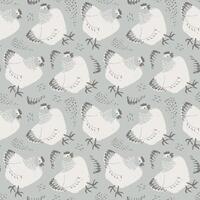 Seamless chicken pattern. Hen repeat pattern. Spring, Easter concept. Hand drawn textured chicken print for textile, paper design. vector