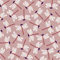 sin costura modelo con libélulas en rosado antecedentes. libélulas repetir modelo para textil, moda, papel diseño. vistoso primavera verano jardín vector ilustración.