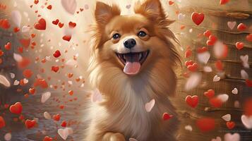 AI generated pet dog with hearts ai generated photo