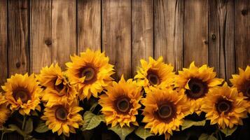 AI generated vintage rustic background with sunflowers ai generated photo