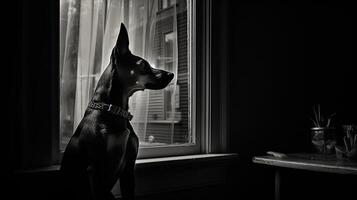 ai generado linda perro a ventana ai generado foto