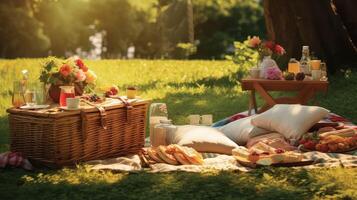 ai generado al aire libre picnic invitación ai generado foto