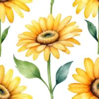 AI generated yellow flower watercolor illustration, transparent background png