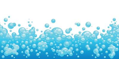 dibujos animados jabón espuma antecedentes. burbujas de líquido jabón, champú pelotas. jabonoso agua gota, champú y champú espuma pelotas. efervescente vector textura