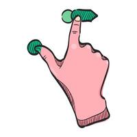 Finger gesture icon in hand drawn color vector illustration