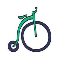 Penny farthing icon in hand drawn color vector illustration