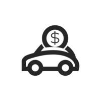Car piggy bank icon in thick outline style. Black and white monochrome vector illustration.
