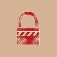 Padlock halftone style icon with grunge background vector illustration