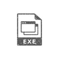 Executable file format icon in grunge texture vector illustration