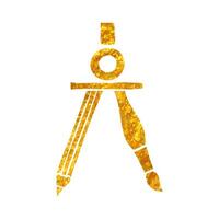 mano dibujado Brújula icono en oro frustrar textura vector ilustración
