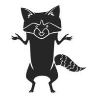 Hand drawn icon confused raccoon. Vector illustration.