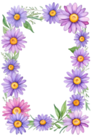 ai generado púrpura flores y verde hojas en un transparente antecedentes png