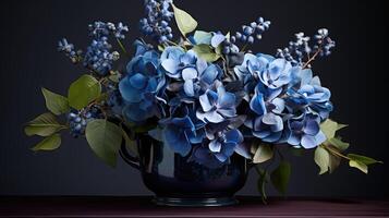 AI generated bouquet navy blue flowers ai generated photo