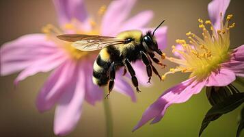 ai generado jardín trastabillar abeja flor ai generado foto