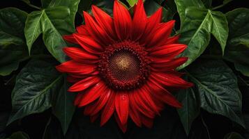 ai generado jardín rojo girasol ai generado foto