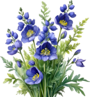 AI generated Watercolor painting of Aconite flower. png