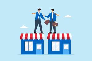 Businessman owner handshake on company shop for B2B agreement vector