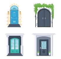 Front doors design for apartment or cottage house vector