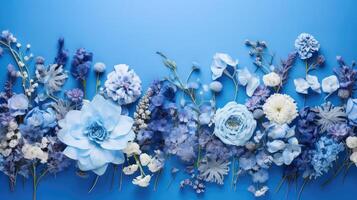 AI generated floral blue background flowers ai generated photo