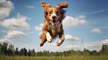 AI generated fetch dog chasing ai generated photo