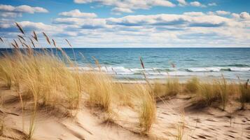 AI generated beach lake michigan dunes ai generated photo